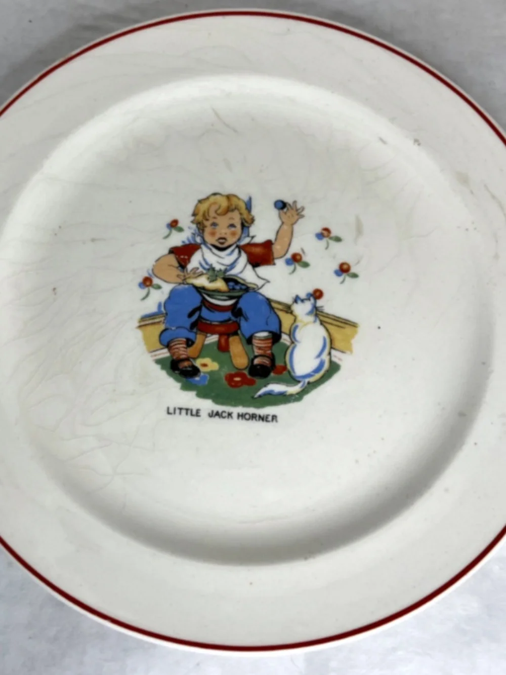 Vintage 2 Little Jack Horner Nursery Rhyme Childs Plates Transferware